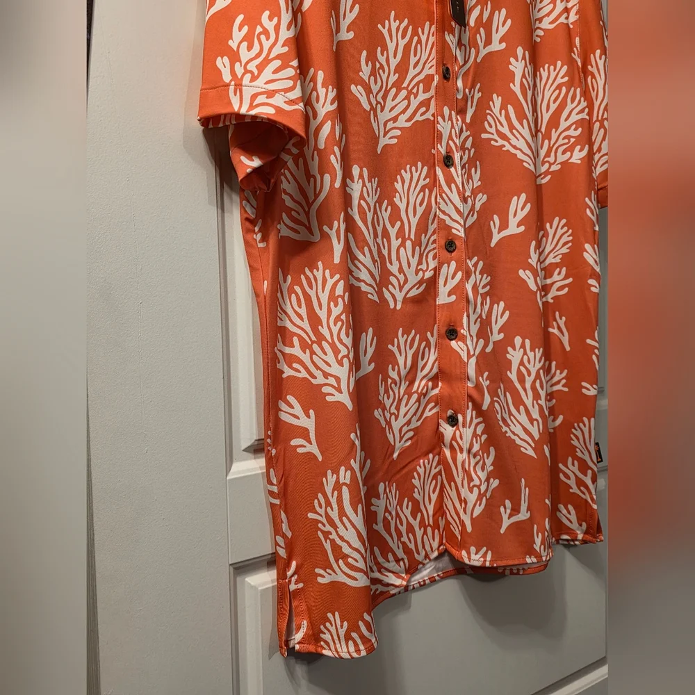 Mens Margaritaville Deep Sea Coral Button-Down Shirt